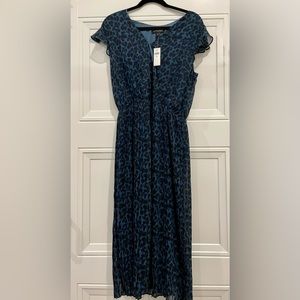 BR short sleeve black and black leopard print dress, new with tags (tall size)